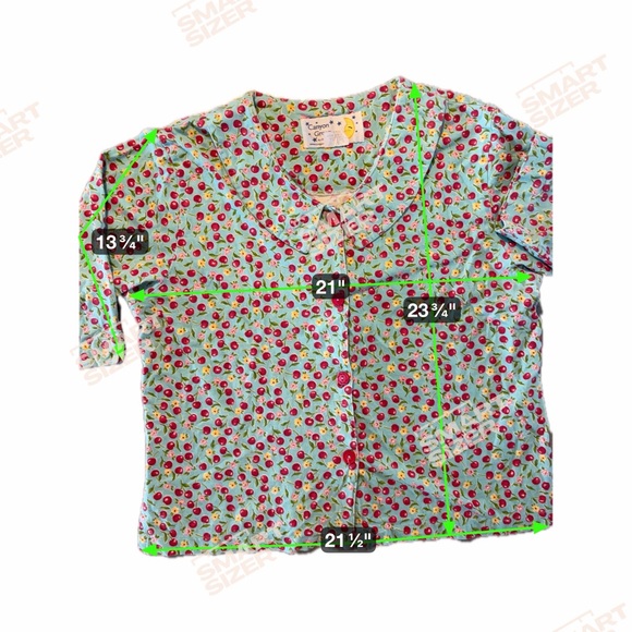 Vintage Canon  Mint Green and Red women’s Pajama Set Cherry print. SZ LARGE - Picture 9 of 10